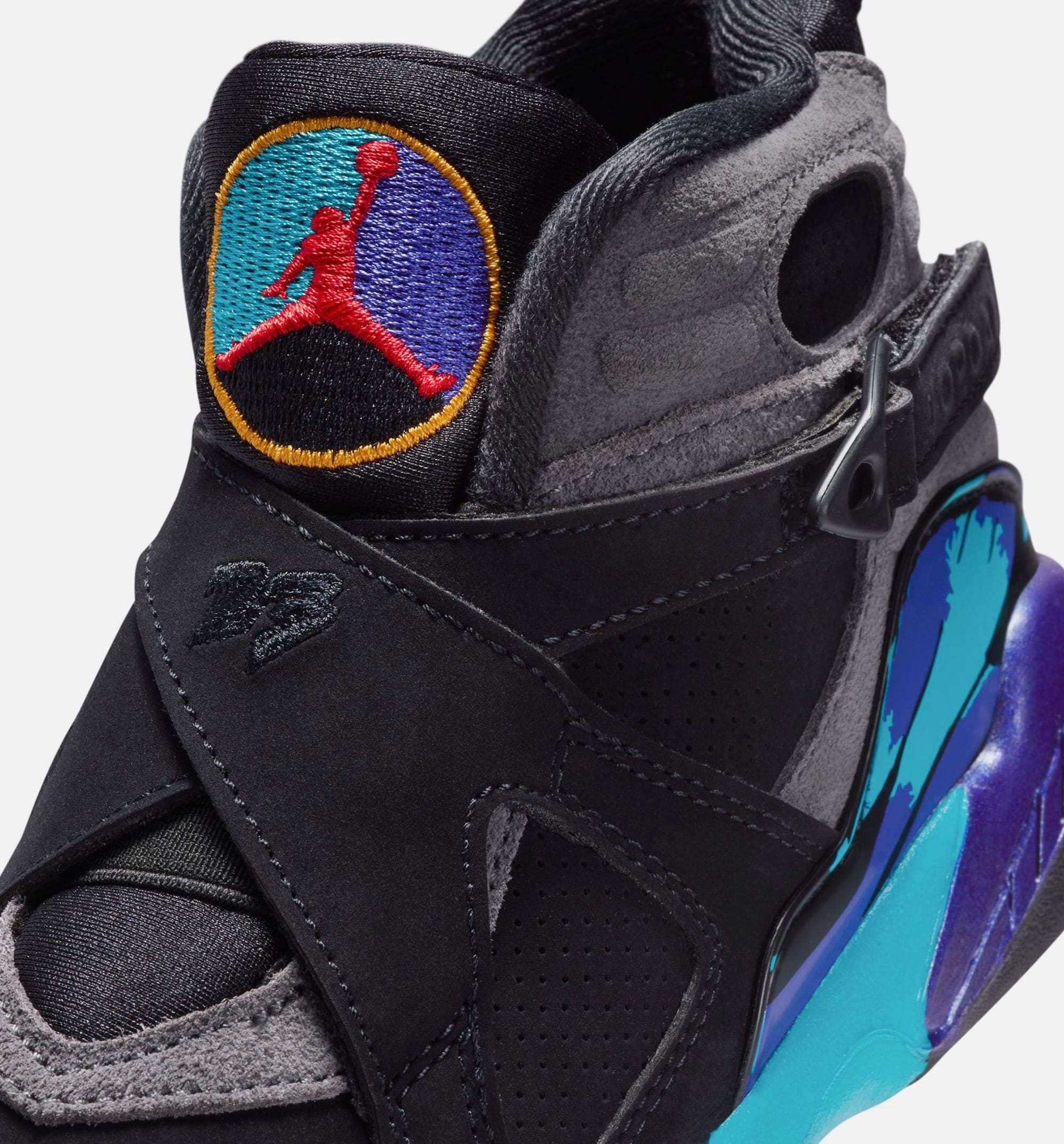 Air Jordan 8 Retro Aqua Preschool Lifestyle Shoe - Black/Multi Color/Bright Concord/Multi Color
