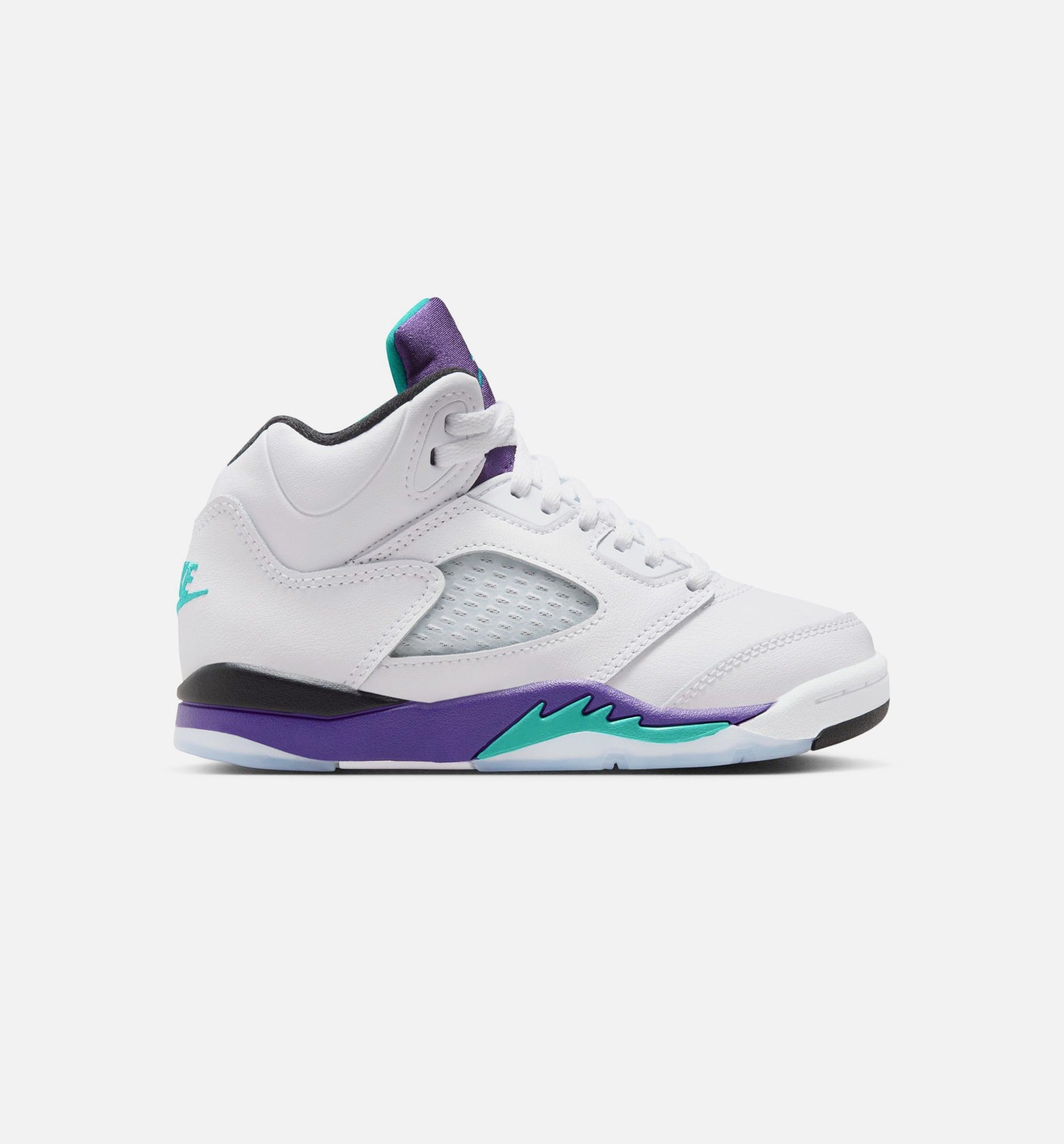 Air Jordan 5 Retro Grape Preschool Lifestyle Shoe - White/New Emerald/ Grape Ice/Black