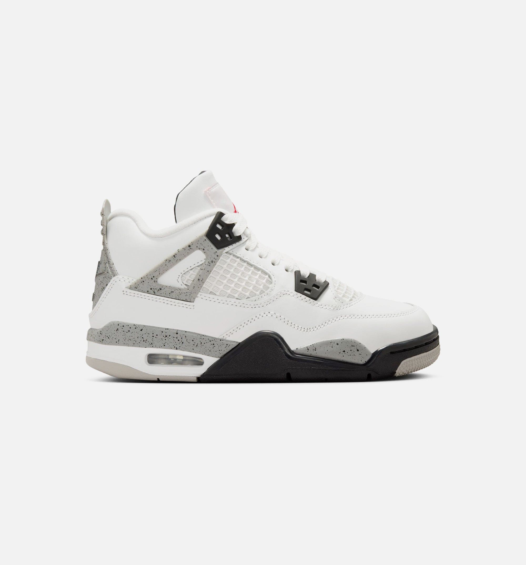 Air Jordan 4 Retro White Cement Grade School Lifestyle Shoe - Summit White/Fire Red/Cement Grey/Black