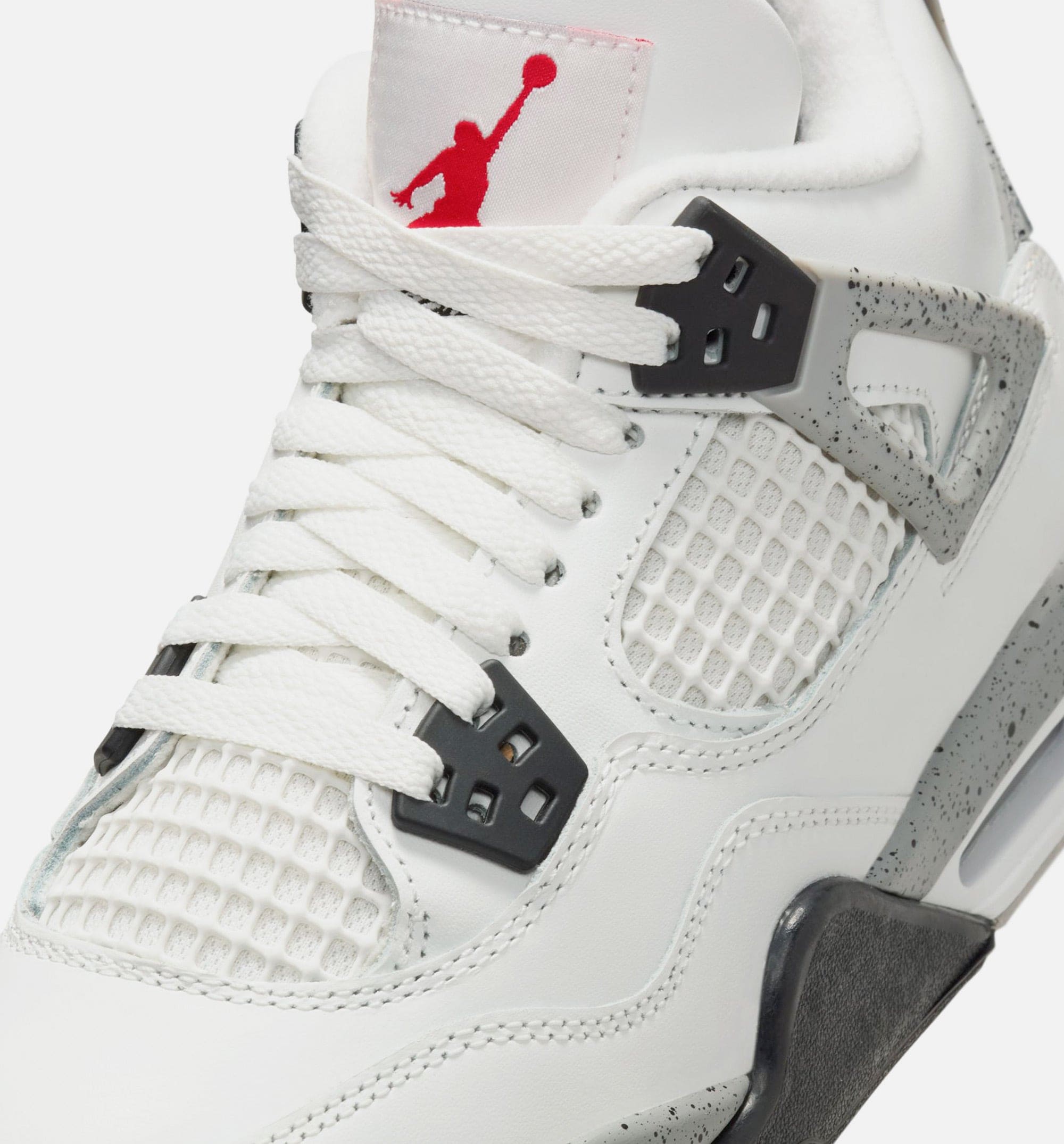 Air Jordan 4 Retro White Cement Grade School Lifestyle Shoe - Summit White/Fire Red/Cement Grey/Black